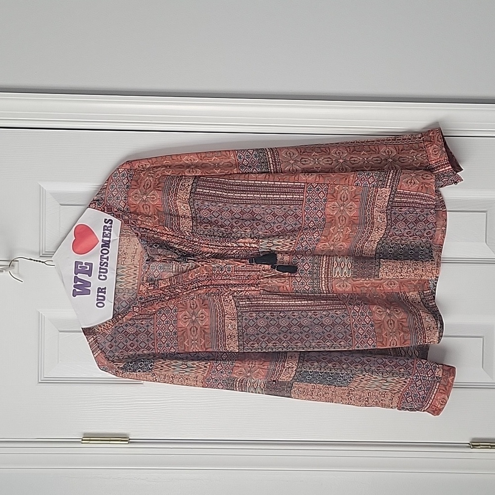 Bohemian sheer long sleeve v neck with tie blouses and convertible skeeves
